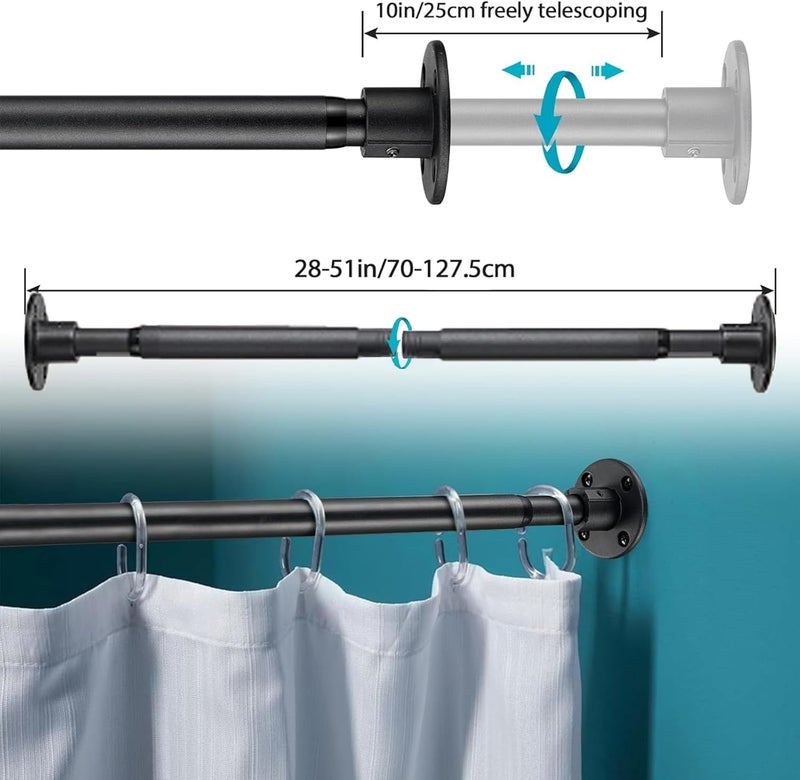 Pragmatist Closet Rods, 28-51 inch Adjustable Size, Screw Fixing Connection, for Closet Wardrobes Laundry RV, Black - Image 5